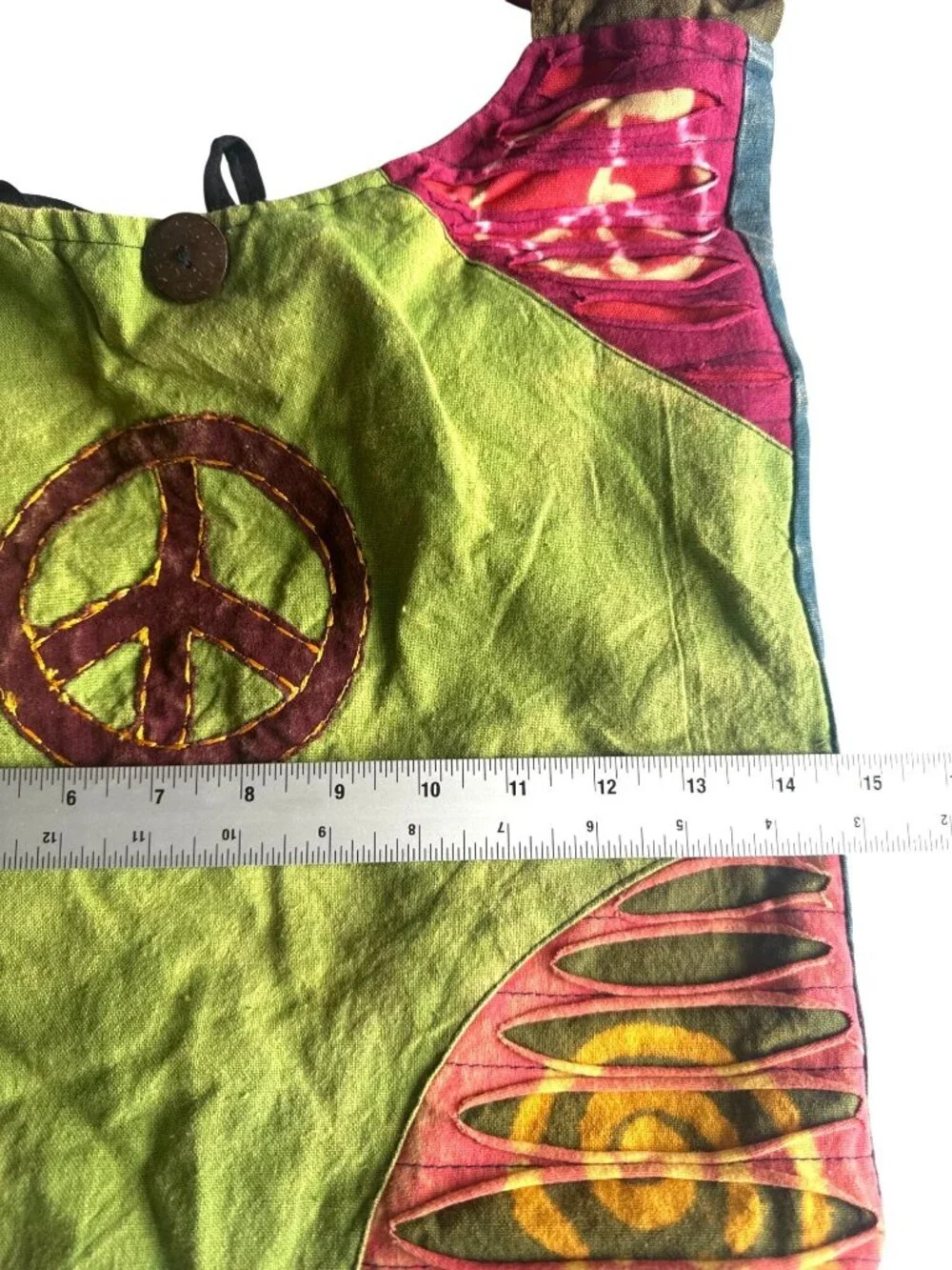Nepal 100% Cotton Hippie Boho Bag Peace Sign Patchwork Festival Shoulder Purse